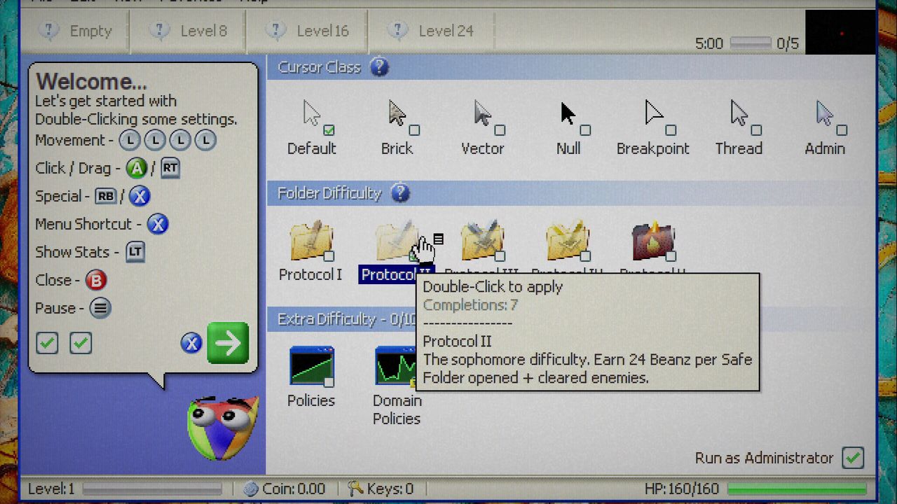The opening desktop in Antivirus Survivors